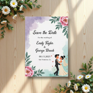 Elegante Blumenbräune und Hochzeit in Gärten Save The Date