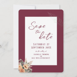 Elegante, blumenburgundische Save the Date Flachka