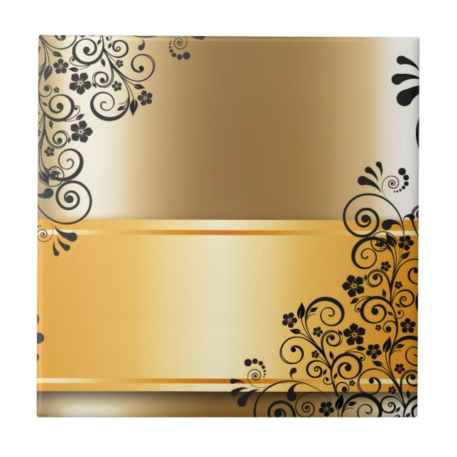 Elegante Blumendekoration Fliese (Vorderseite)