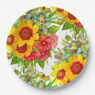 Elegante Blumendrucke Pappteller