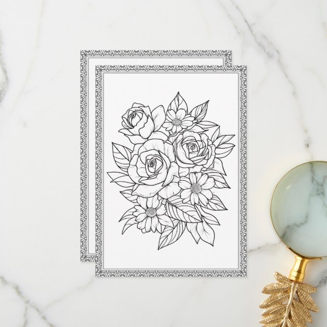 Elegante Blumenfarbe Ihre eigene Grußkarte Dankeskarte (Vorderseite/Rückseite Beispiel)