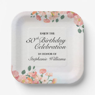 Elegante Blumenfeier zum 50. Geburtstag der Frau Pappteller
