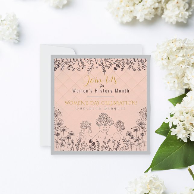 Elegante Blumenfrauen Tag Geschichte Feier Rosa Einladung (Von Creator hochgeladen)