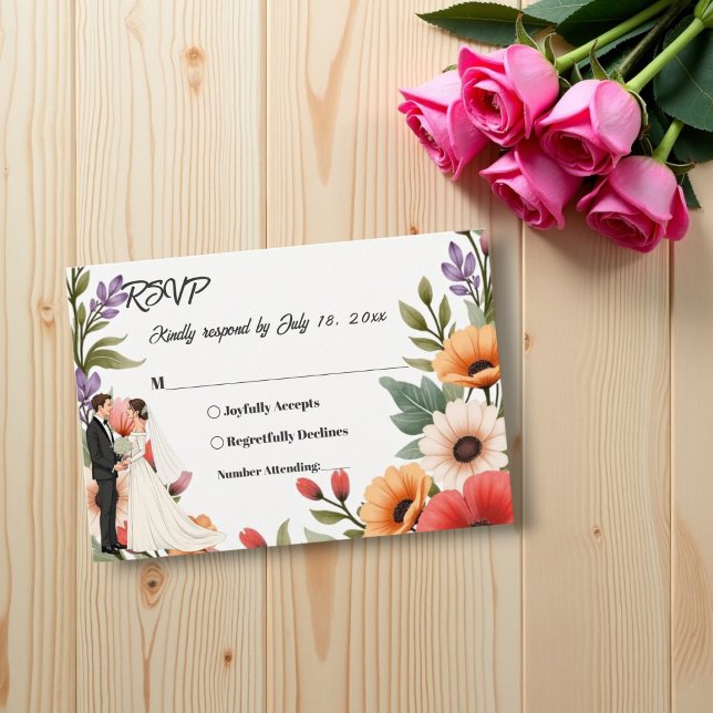 Elegante Blumengarten Braut & Groom Sommerhochzeit RSVP Karte (Von Creator hochgeladen)
