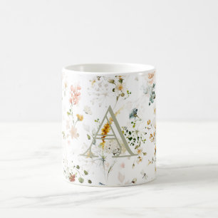 Elegante Blumengarten Monogram Coffee Tasse