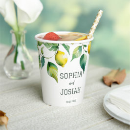 Elegante, blumengelbe Limon-blaue Hochzeit Pappbecher