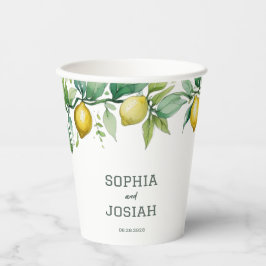 Elegante, blumengelbe Limon-blaue Hochzeit Pappbecher