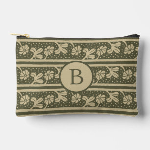 Elegante, blumengeschmückte Streifen in Beige und Zubehörtasche