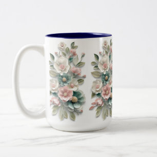 Elegante Blumengestaltung-Kaffeetasse Zweifarbige Tasse