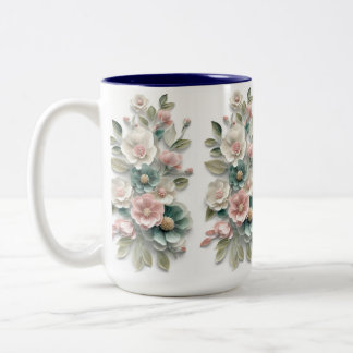Elegante Blumengestaltung-Kaffeetasse Zweifarbige Tasse