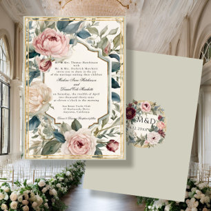 Elegante Blumengoldblüte Vintag Classic Wedding Einladung
