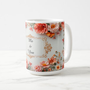 Elegante Blumengrenze mit Vintage-Design Kaffeetasse
