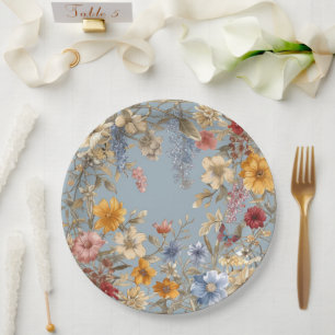 Elegante Blumengrenze Pappteller