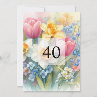 Elegante Blumengrün Aquarell Geburtstagsparty Einladung