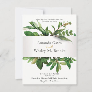 Elegante Blumengrün Hochzeitsempfehlung Einladung
