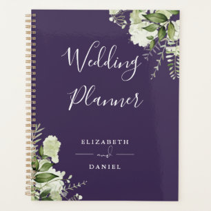 Elegante Blumengrün Lila Hochzeit Planer