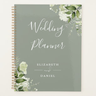 Elegante Blumengrün Sage Green Wedding Planer