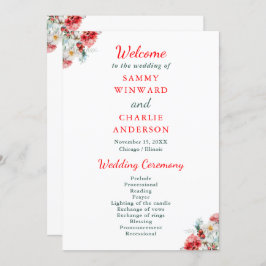 Elegante Blumengrün Winter Wedding Programm