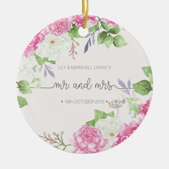 Elegante Blumenherr-u. Frau-Wedding | Keramik Ornament (Vorne)