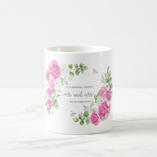 Elegante Blumenherr-u. Frau-Wedding | Tasse (Mittel)