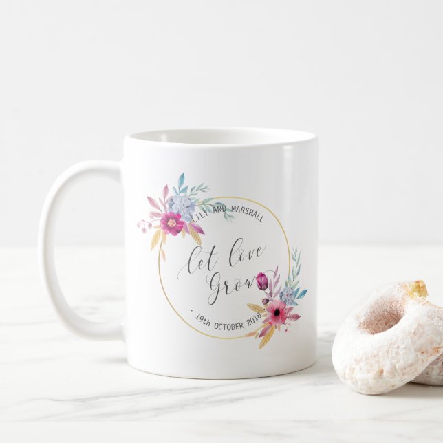 Elegante Blumenherr-u. Frau-Wedding | Tasse (Mit Donut)