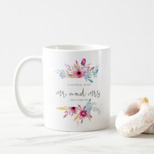 Elegante Blumenherr-u. Frau-Wedding Tasse