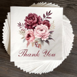 Elegante Blumenhochzeit Burgund Wasserfarben Serviette