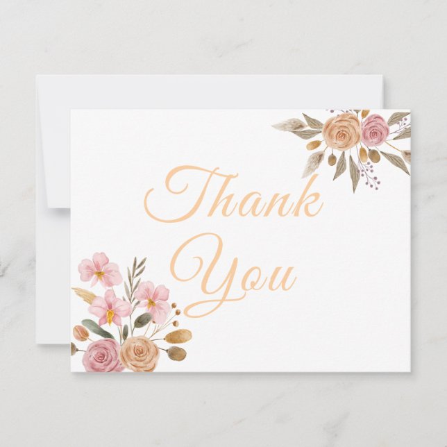 Elegante Blumenhochzeit Dankeskarte (Vorderseite)