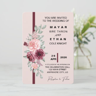 Elegante Blumenhochzeit Einladung