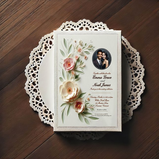 Elegante Blumenhochzeit Einladung (Von Creator hochgeladen)