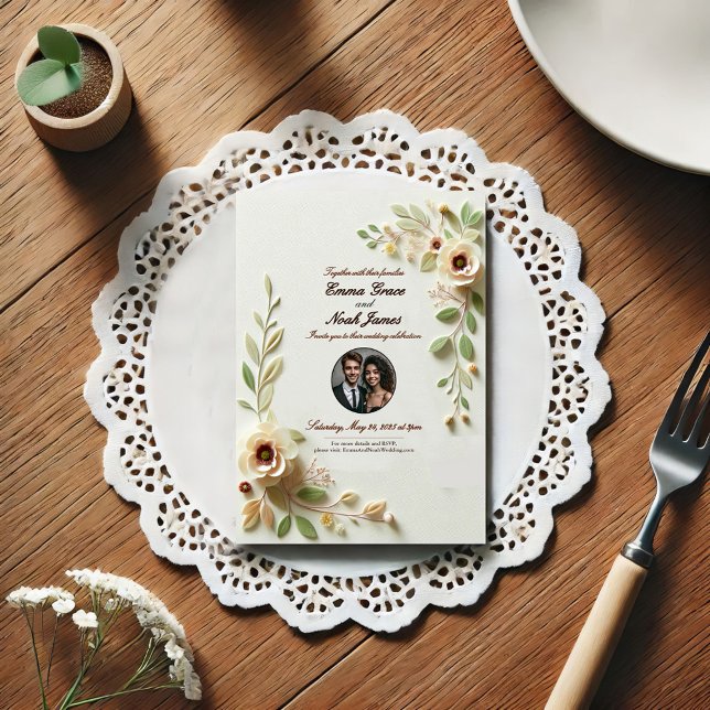 Elegante Blumenhochzeit Einladung (Von Creator hochgeladen)