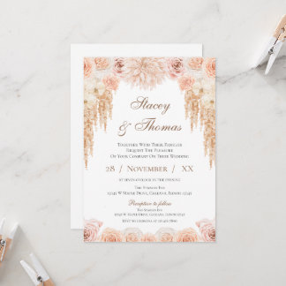 Elegante Blumenhochzeit Einladung