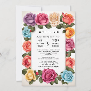 Elegante Blumenhochzeit Einladung
