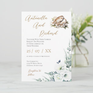 Elegante Blumenhochzeit Einladung mit Rings