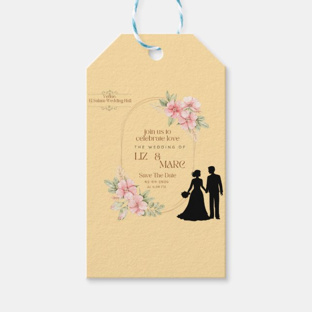 Elegante Blumenhochzeit Geschenkanhänger (Vorderseite)