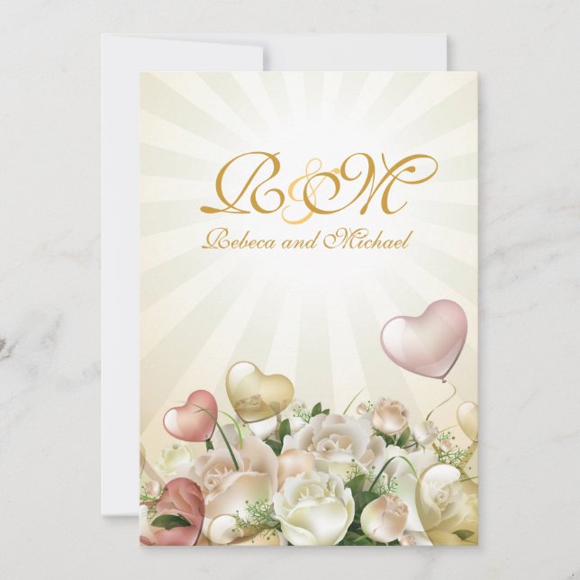 Elegante Blumenhochzeit lädt ein Einladung (Vorderseite)