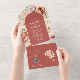 Elegante Blumenhochzeit mit RSVP-Karte All In One Einladung