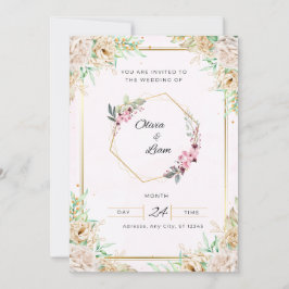 Elegante Blumenhochzeit | Personalisierbar Einladung