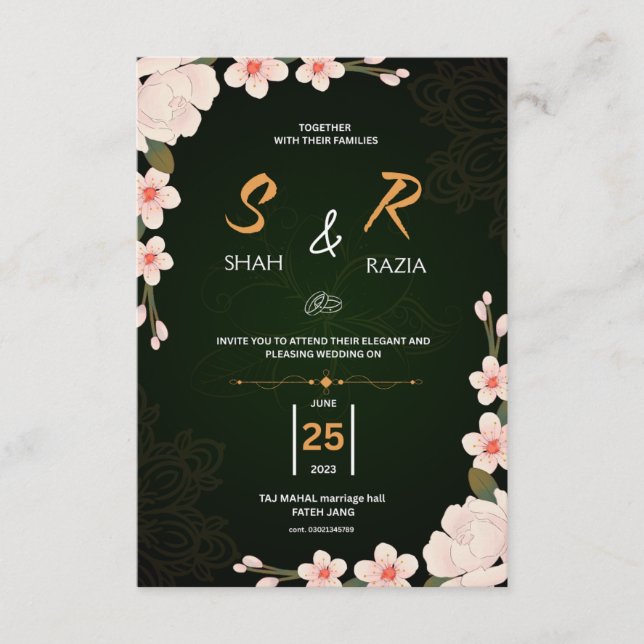 Elegante Blumenhochzeit | Personalisierbar RSVP Karte (Vorderseite)
