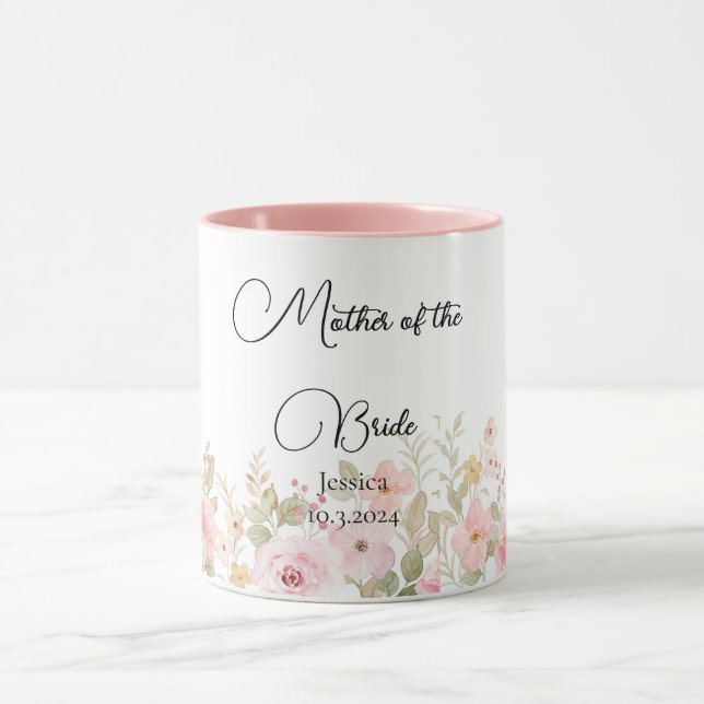 Elegante Blumenhochzeit Personalisierte Hochzeit Tasse (Zentrum)