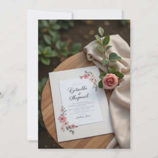 Elegante Blumenhochzeit | Romantischer Blush Einladung