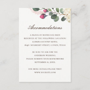 Elegante Blumenhochzeit Rose Unterkunft + QR Begleitkarte