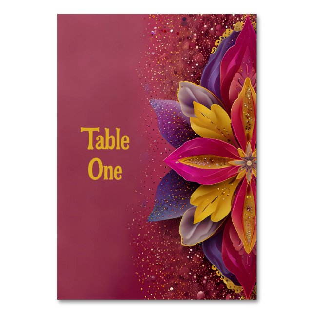 Elegante Blumenhochzeit Tischnummer (Rückseite)