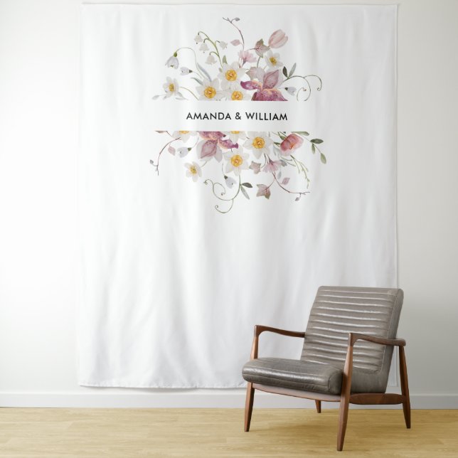 Elegante Blumenhochzeit Wandteppich (Beispiel)