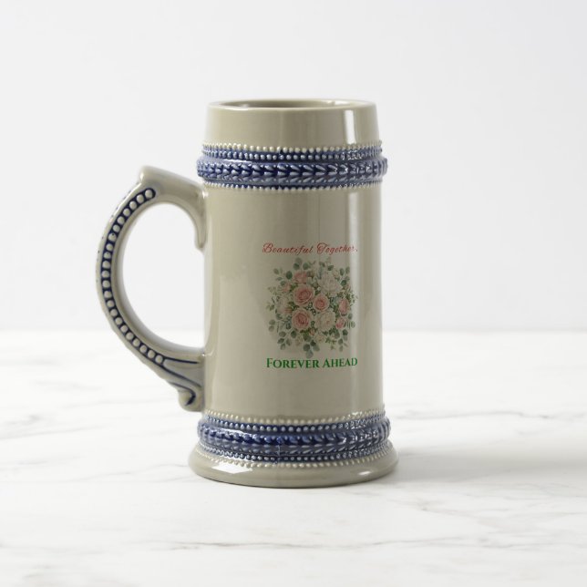 Elegante Blumenhochzeitsuhr Bierglas (Links)