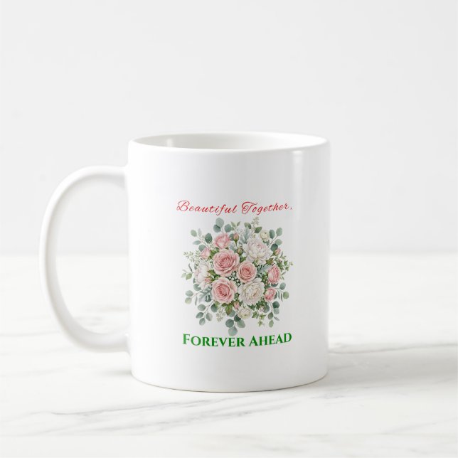 Elegante Blumenhochzeitsuhr Kaffeetasse (Links)
