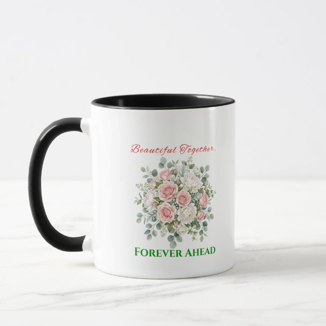 Elegante Blumenhochzeitsuhr Tasse (Links)