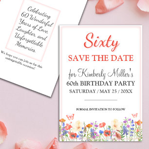 Elegante Blumenkarte 60. Geburtstagskarte 60 Save The Date