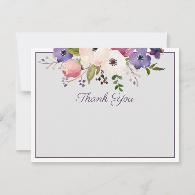 Elegante Blumenkarte Dankeschön Note Card Dankeskarte (Vorderseite)