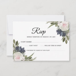 Elegante Blumenkarte, rosa Hochzeitskarte RSVP Karte